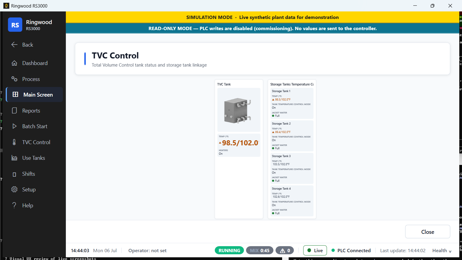 TVC overview — Ring RS3000 screen