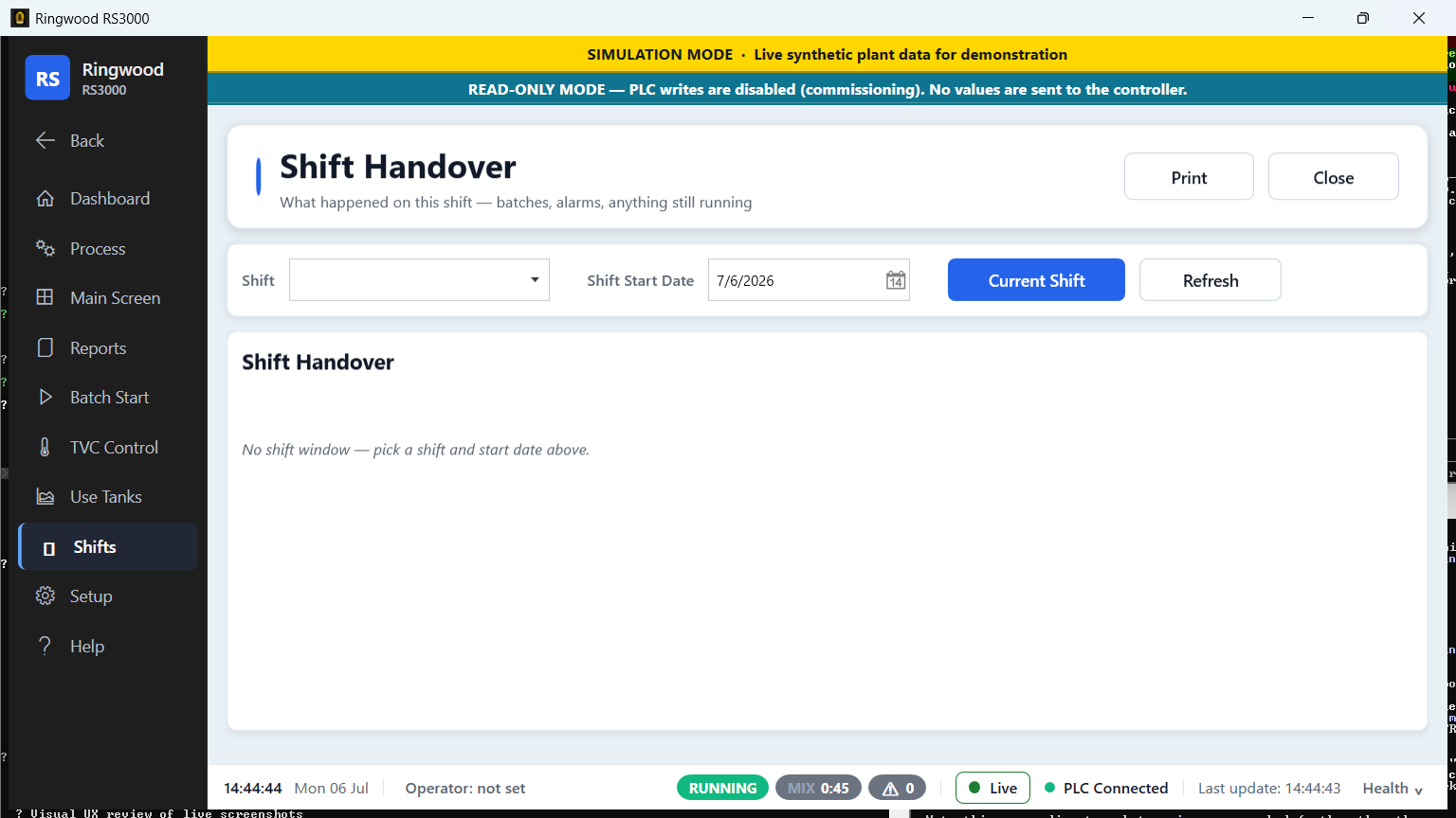 Handover summary — Ring RS3000 screen