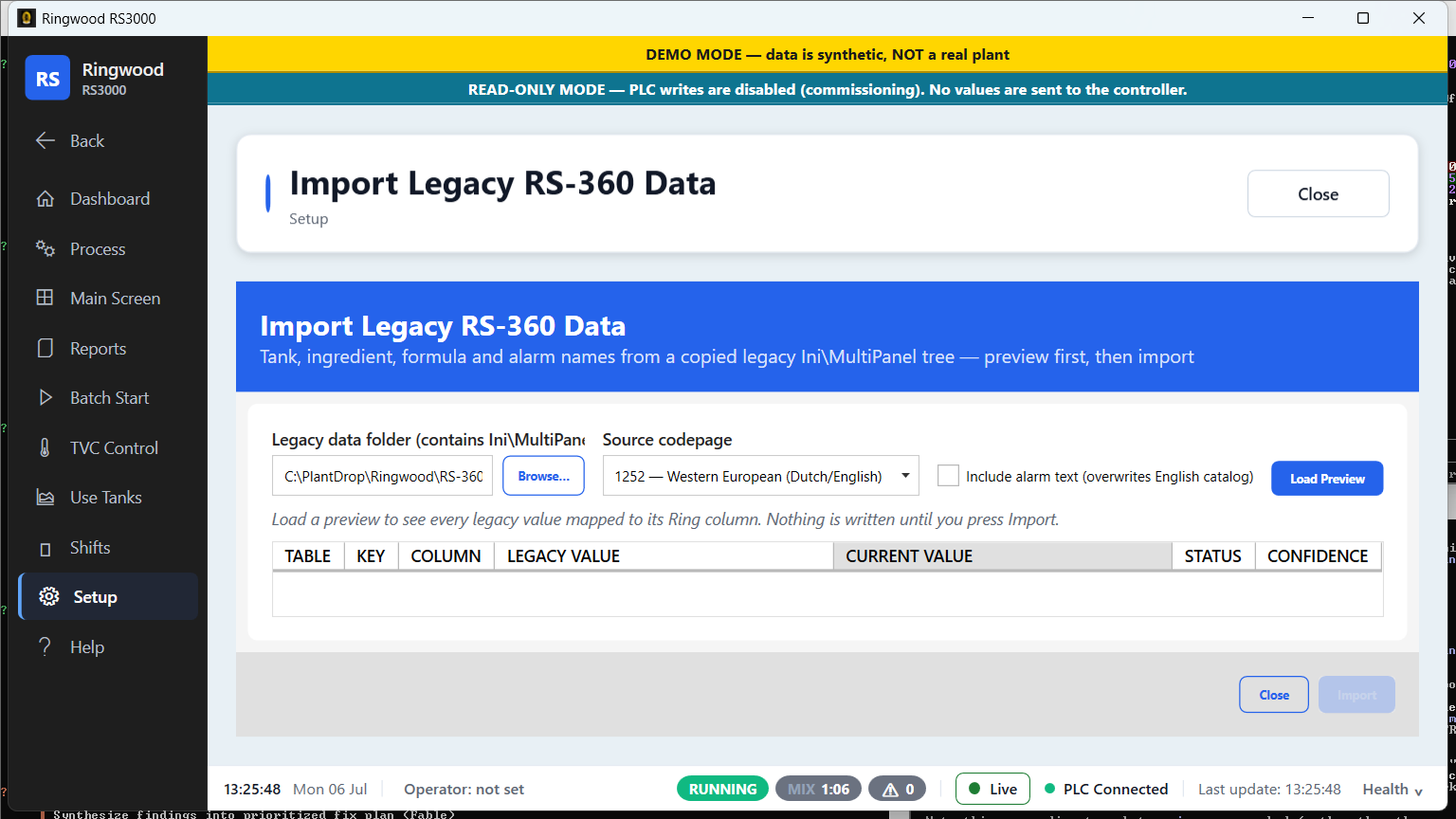 Legacy RS-360 import — Ring RS3000 screen