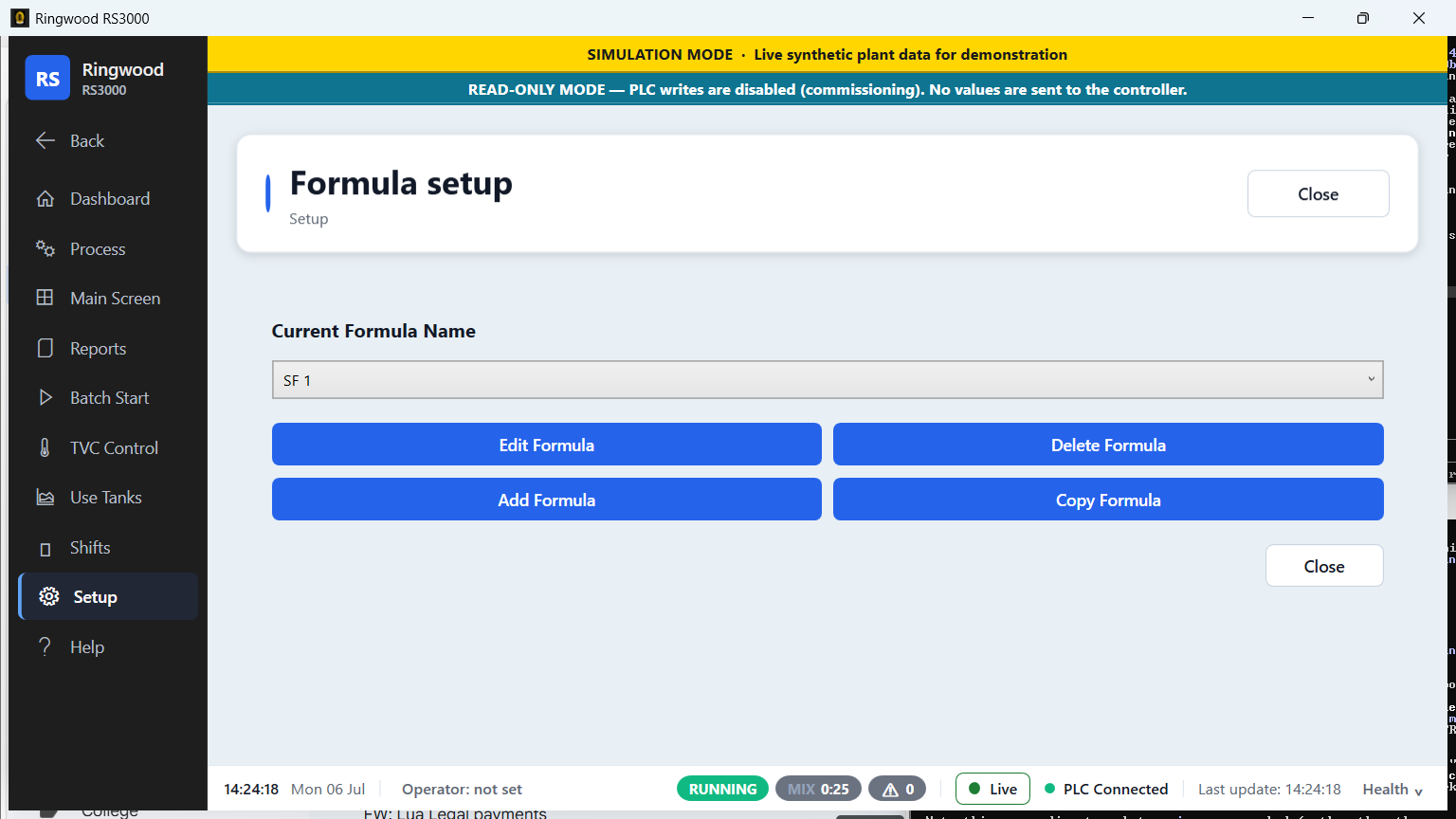 Formula edit — Ring RS3000 screen