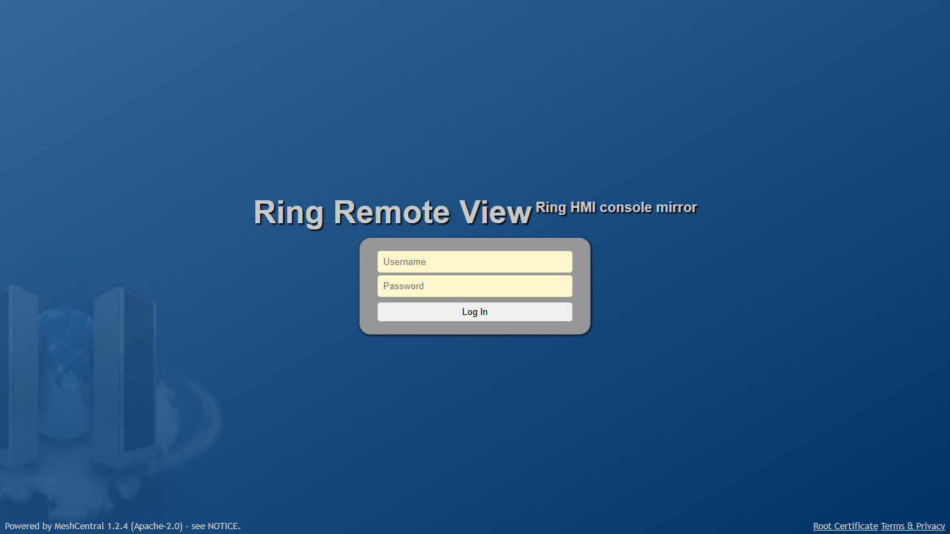 The Ring Remote View login page in a browser.
